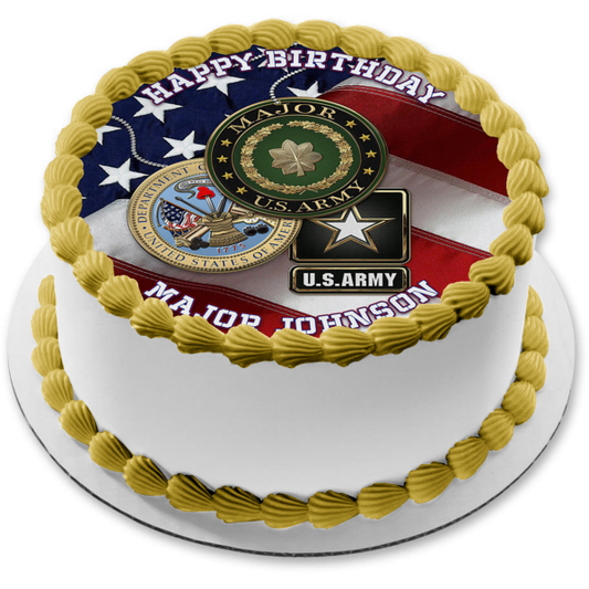 Major US Army Flag and Tags Edible Cake Topper Image ABPID56480