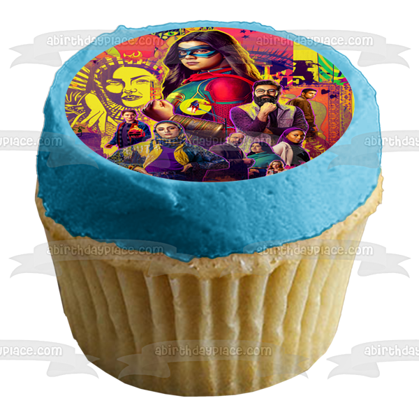 Ms. Marvel Disney Pop Art Poster Nakia and Hasan Edible Cake Topper Image ABPID56481