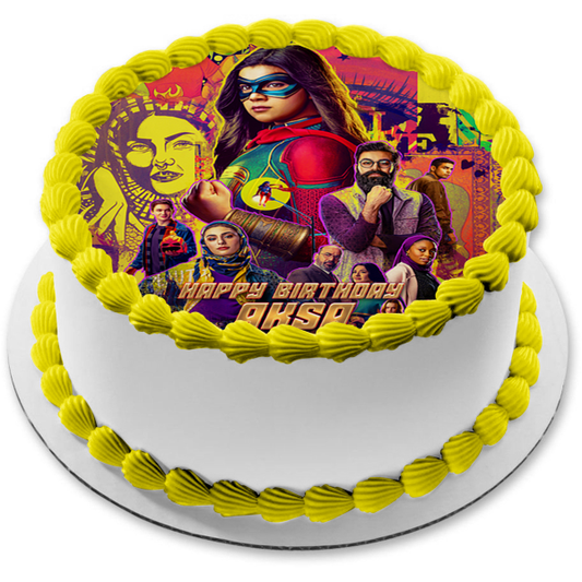 Ms. Marvel Disney Pop Art Poster Nakia and Hasan Edible Cake Topper Image ABPID56481