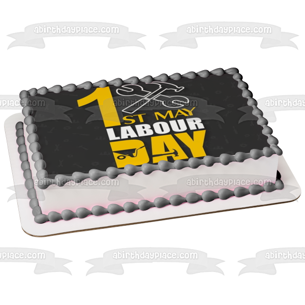 Labor Day May 1st Wrench and Hammer Edible Cake Topper Image ABPID56465