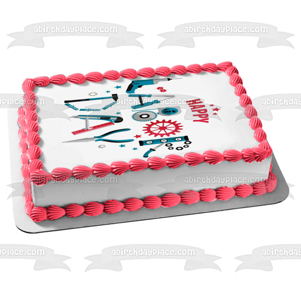 Happy Labor Day Work Tools Edible Cake Topper Image ABPID56466