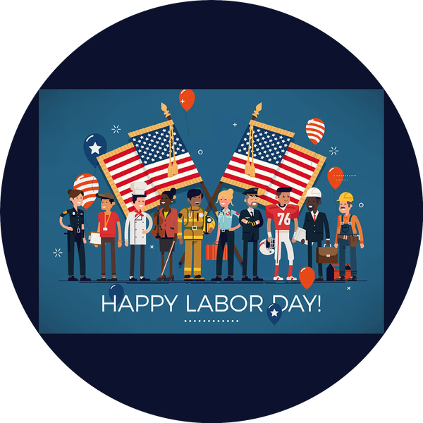 Happy Labor Day American Flags Assorted Workers Edible Cake Topper Image ABPID56470