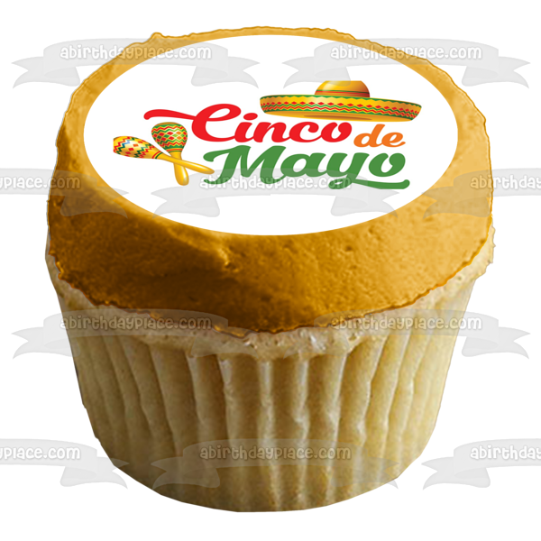 Cinco De Mayo Maracas Sombrero Edible Cake Topper Image ABPID53800