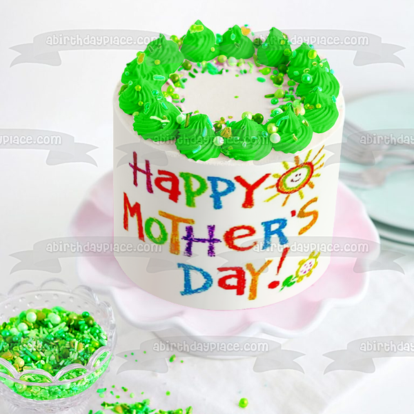 Happy Mother's Day Children's Art Edible Cake Topper Image ABPID53804