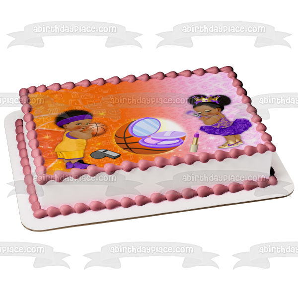 Layups or Makeup Gender Reveal Party Edible Cake Topper Image ABPID56479