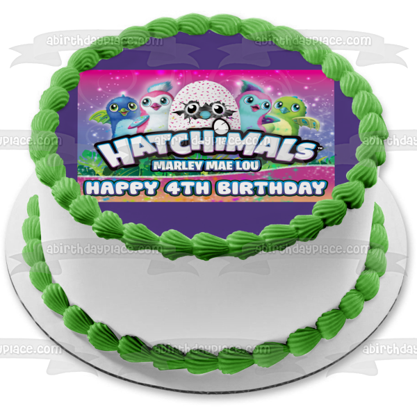 Hatchimals Sparkles Toy Happy Birthday Your Personalized Name Edible Cake Topper Image ABPID53538