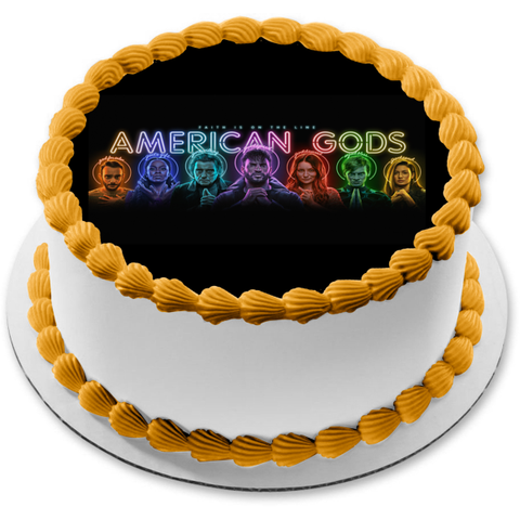 American Gods Neil Gaiman TV Show Poster Edible Cake Topper Image ABPID53546