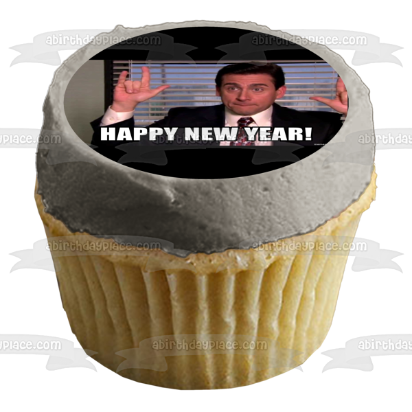 The Office Happy New Year Michael Scott Edible Cake Topper Image ABPID53555