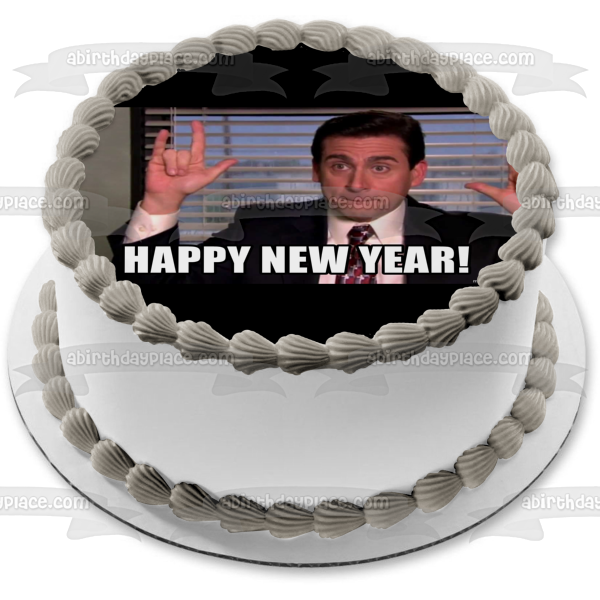 The Office Happy New Year Michael Scott Edible Cake Topper Image ABPID53555