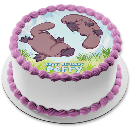 Happy Platypus Edible Cake Topper Image ABPID56500