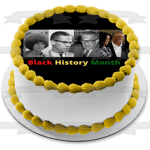 Mes de la Historia Negra Presidente Barak Obama Michelle Obama Malcom X Imagen comestible para tarta ABPID53567 