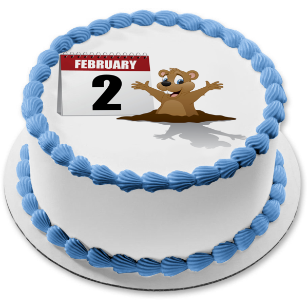 Groundhog Day February 2nd Calendar Edible Cake Topper Image ABPID53573
