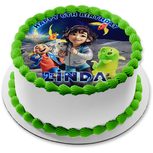 Over the Moon Mas Alla De La Luna Running on the Moon Fei Fei Gobi Chin Croak Edible Cake Topper Image ABPID56516