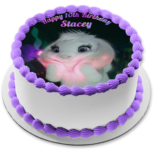 Over the Moon Mas Alla De La Luna White Rabbit Bungee Edible Cake Topper Image ABPID56517