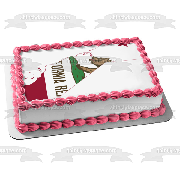 California Admission Day Brown Bear Edible Cake Topper Image ABPID5420 A Birthday Place