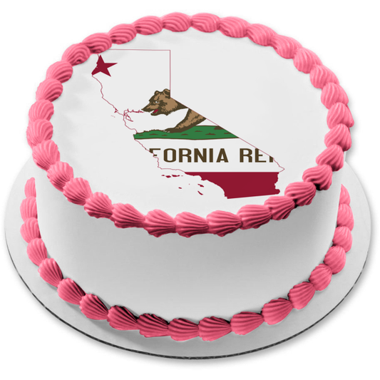 California Admission Day Brown Bear Edible Cake Topper Image ABPID54200