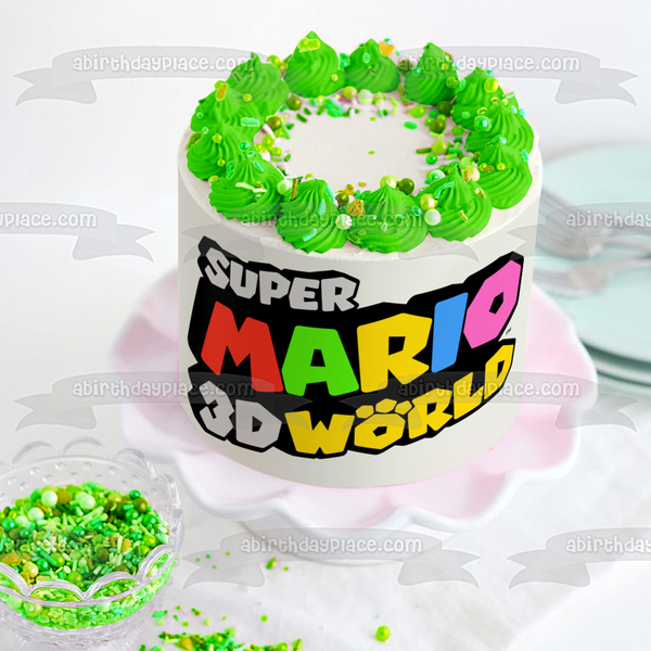 Super Mario 3D World Logo Edible Cake Topper Image ABPID53944