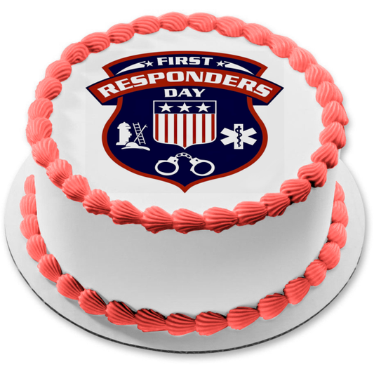 National First Responders Day First Responders Logo Edible Cake Topper Image ABPID54203