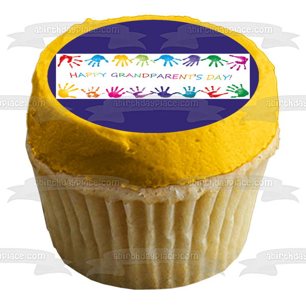 Happy Grandparents Day Children's Handprints Edible Cake Topper Image ABPID54214