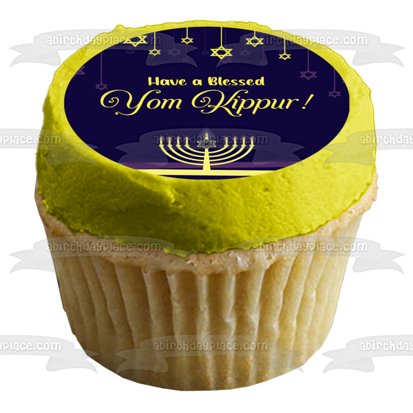 Have a Blessed Yom Kippur Stars of David Edible Cake Topper Image ABPID54221