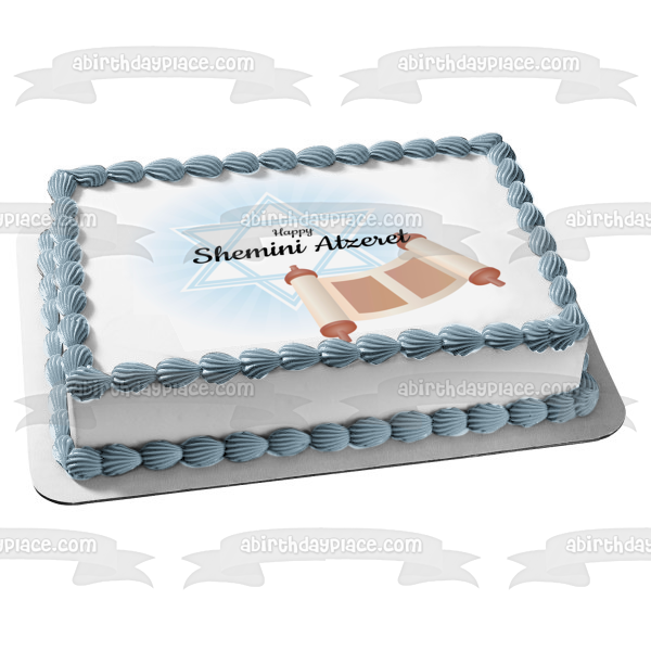 Happy Shemini Atzeret Star of David Edible Cake Topper Image ABPID54249