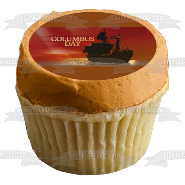 Columbus Day Explorers Ship Edible Cake Topper Image ABPID54271