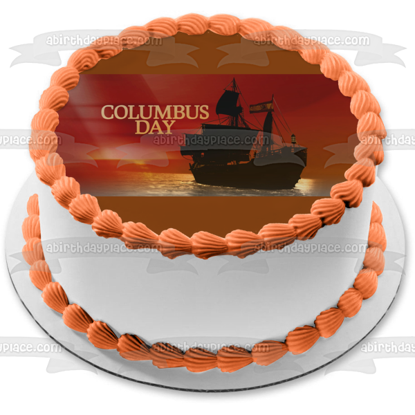 Columbus Day Explorers Ship Edible Cake Topper Image ABPID54271