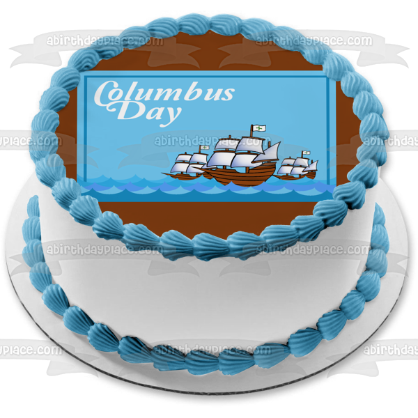 Columbus Day Explorer Ships Edible Cake Topper Image ABPID54273