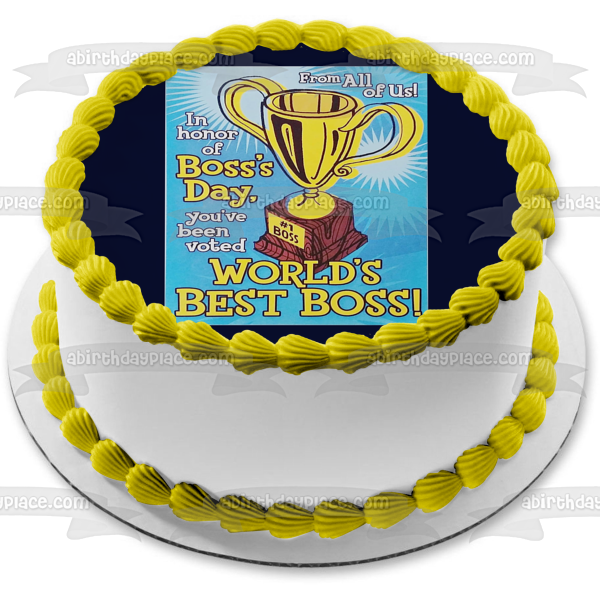 Happy Boss's Day #1 Boss Trophy Edible Cake Topper Image ABPID54294