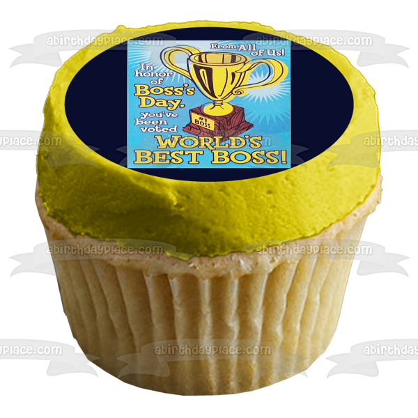 Happy Boss's Day #1 Boss Trophy Edible Cake Topper Image ABPID54294