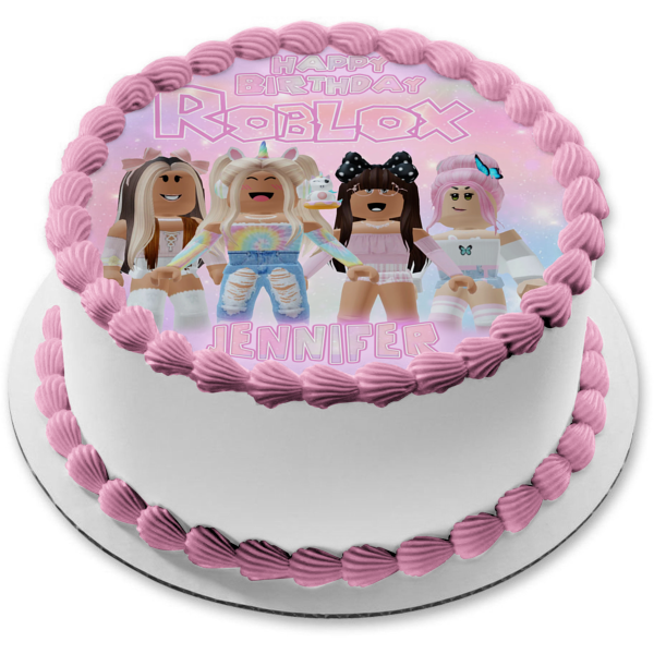 ROBLOX GIRL'S PARTY edible Cake topper A4 Icing Wafer