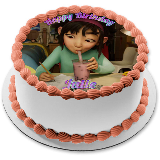 Over the Moon Mas Alla De La Luna Fei Fei Bubble Tea Edible Cake Topper Image ABPID56513