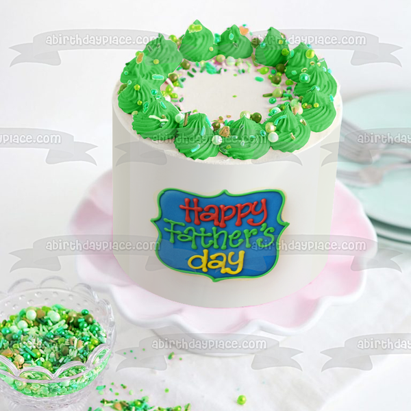 Happy Father's Day Colorful Edible Cake Topper Image ABPID54048
