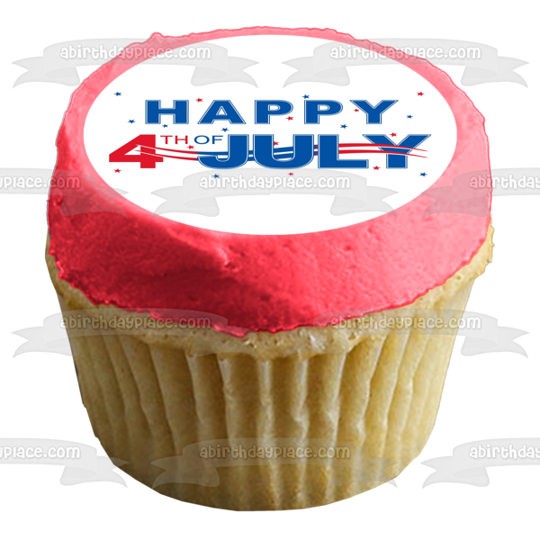 Happy 4th of July Independence Day Stars Edible Cake Topper Image ABPID54060