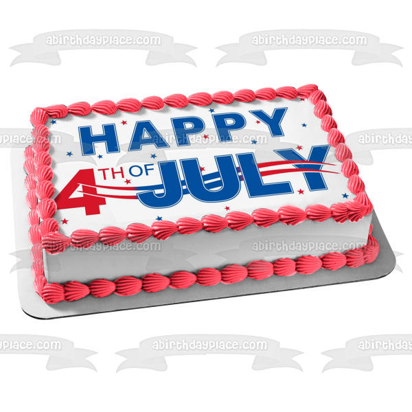 Happy 4th of July Independence Day Stars Edible Cake Topper Image ABPID54060