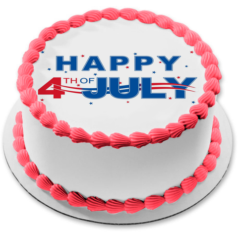 Happy 4th of July Independence Day Stars Edible Cake Topper Image ABPID54060