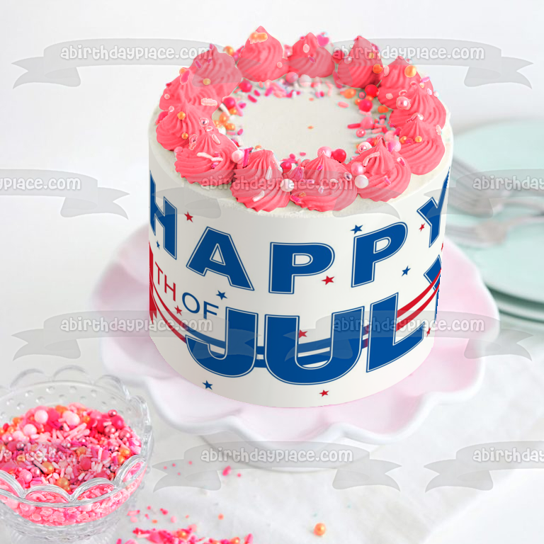 Happy 4th of July Independence Day Stars Edible Cake Topper Image ABPID54060