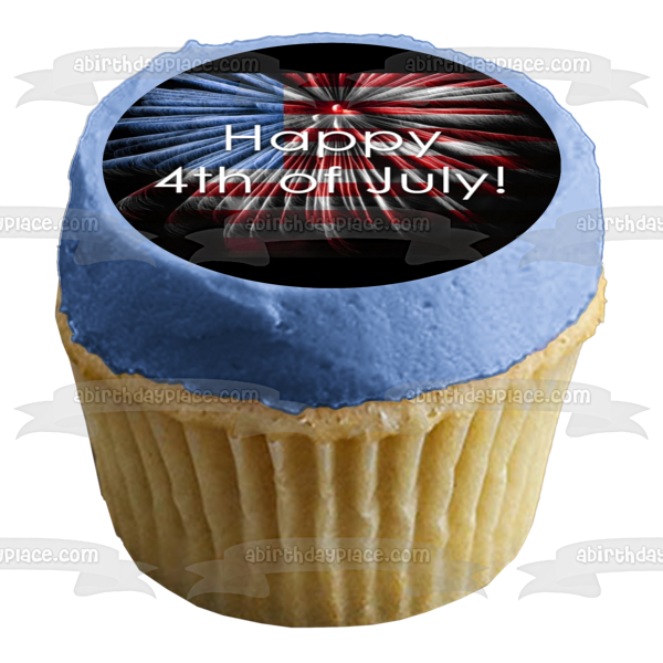 Happy 4th of July American Flag Independence Day Edible Cake Topper Image ABPID54062