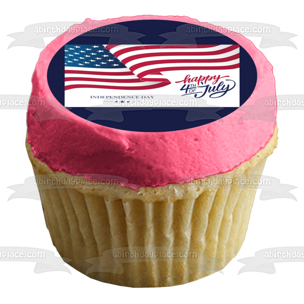 Happy 4th of July Independence Day American Flag Edible Cake Topper Image ABPID54064