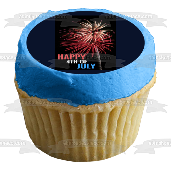 Happy 4th of July Independence Day Fireworks Edible Cake Topper Image ABPID54067