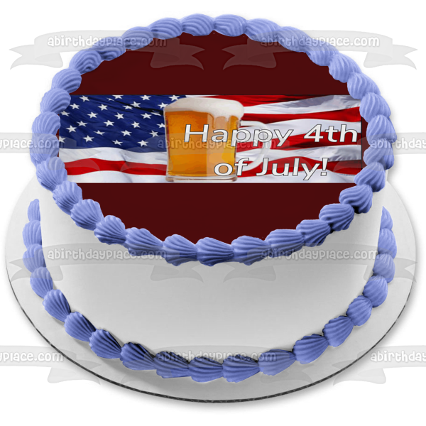 Happy 4th of July Independence Day American Flag Pitcher of Beer Edible Cake Topper Image ABPID54070