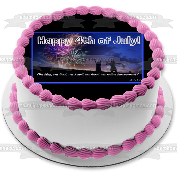 Happy 4th of July Fireworks Edible Cake Topper Image ABPID54072