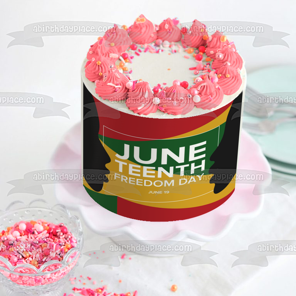 Juneteenth Freedom Day June 19th Face Silhouettes Edible Cake Topper Image ABPID54101