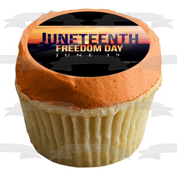 Juneteenth Freedom Day June 19th American Flag Edible Cake Topper Image ABPID54102