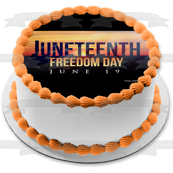 Juneteenth Freedom Day June 19th American Flag Edible Cake Topper Image ABPID54102