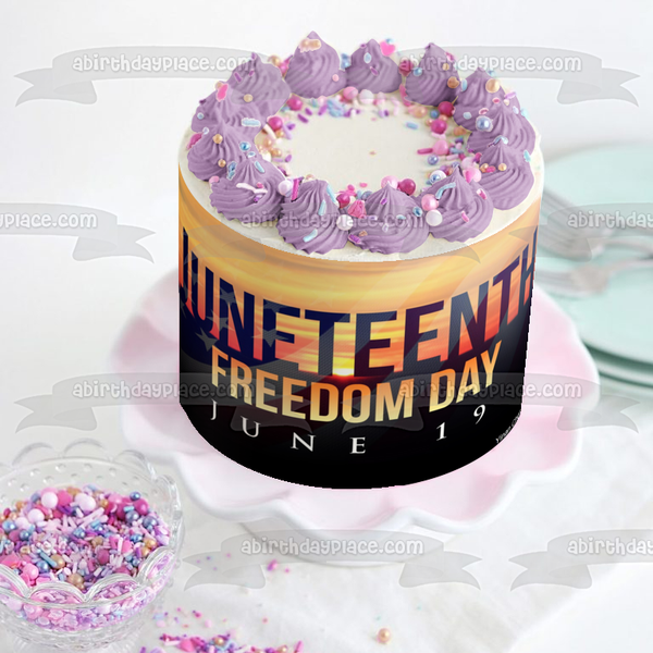 Juneteenth Freedom Day June 19th American Flag Edible Cake Topper Image ABPID54102