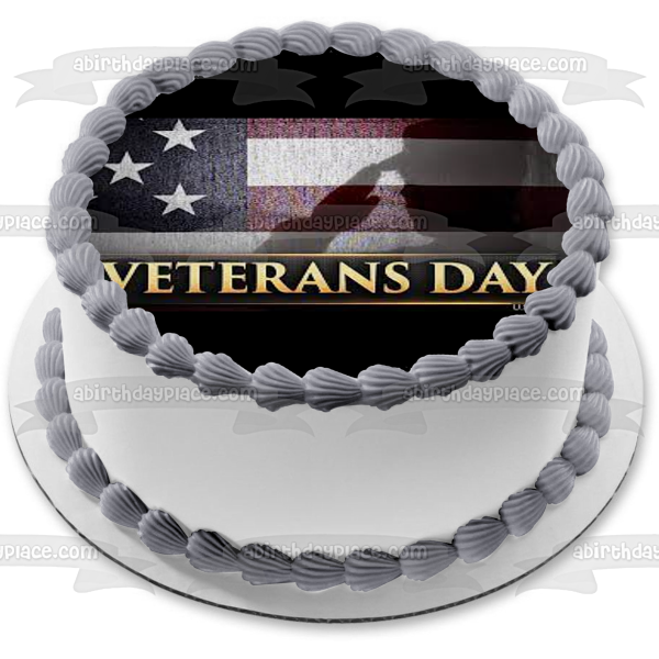 Veterans Day American Flag Edible Cake Topper Image ABPID54350