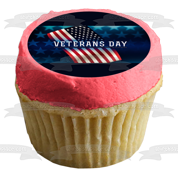 Veterans Day American Flag Edible Cake Topper Image ABPID54352