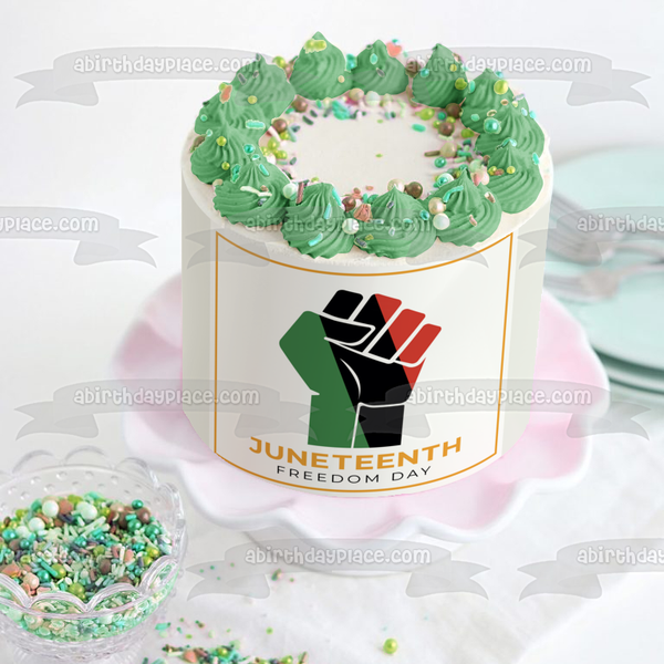 Juneteenth Freedom Day Colorful Fist Edible Cake Topper Image ABPID54104