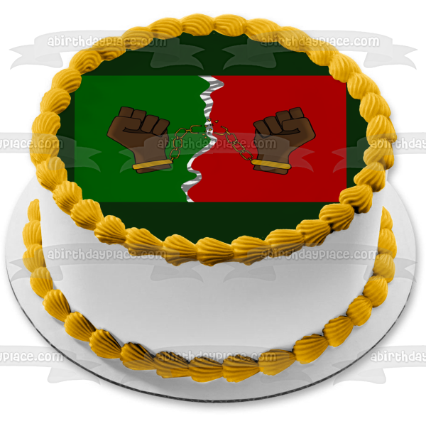 Juneteenth Freedom Day Fists with Broken Chains Edible Cake Topper Image ABPID54112